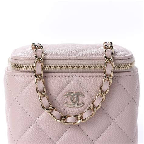 chanel small vanity case light pink caviar light gold hardware|Chanel Pink Quilted Caviar Small Vanity Case On Chain Gold .